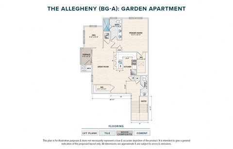 Floor plan for 1 bed, 1.5 baths, 1160 sqft